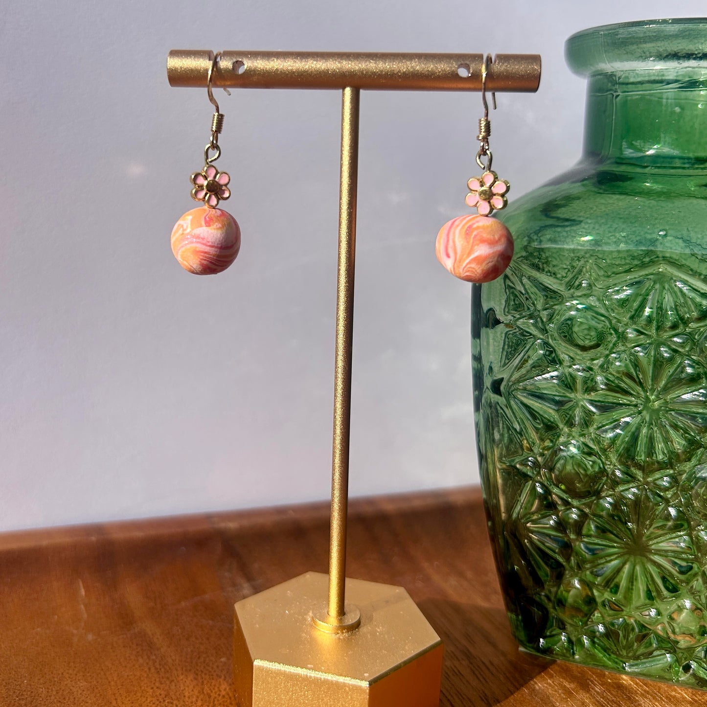 Daisy & Marbled Bead Dangles (2 Colors)