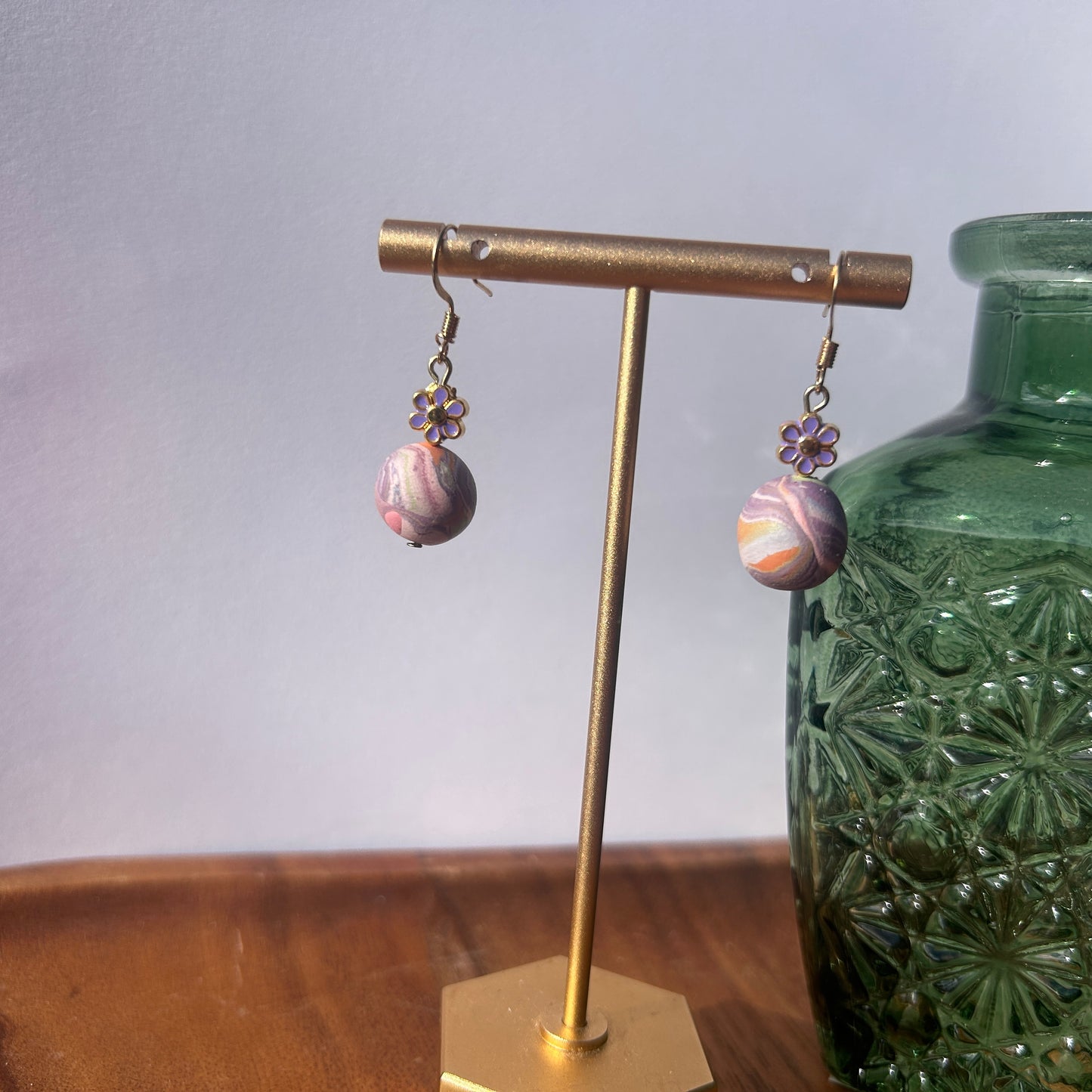Daisy & Marbled Bead Dangles (2 Colors)