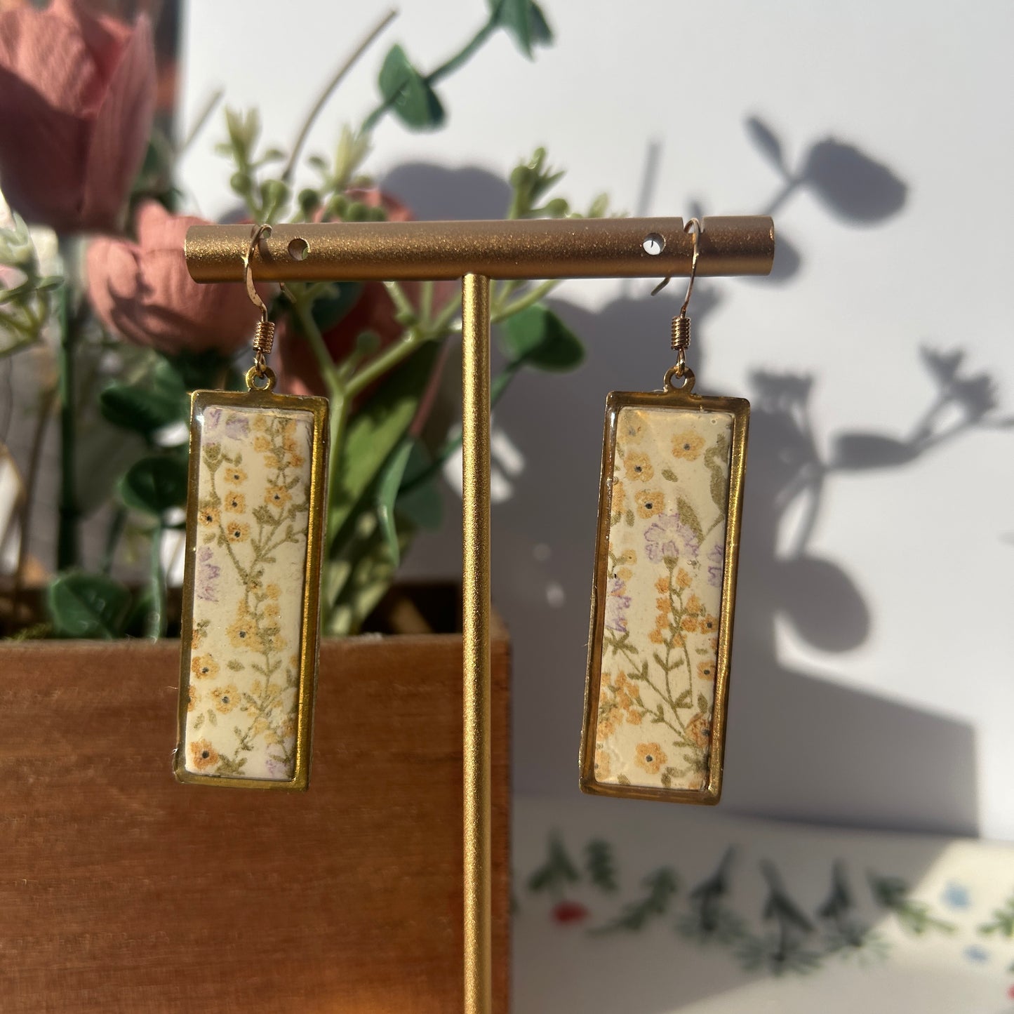 Rectangular Vintage Spring Floral Earrings