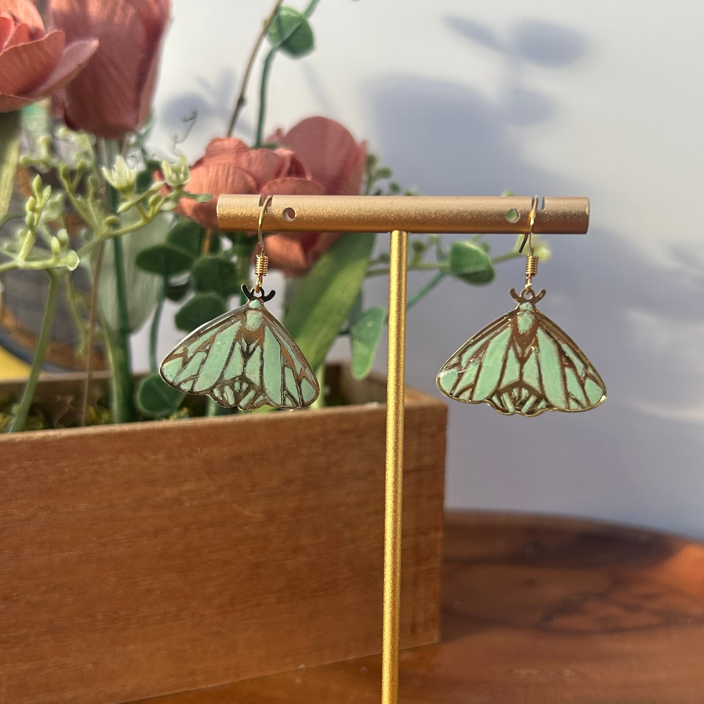 Green Moth Earrings (2 variations)