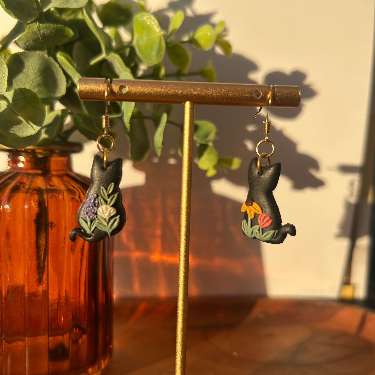 Floral Cat Earrings