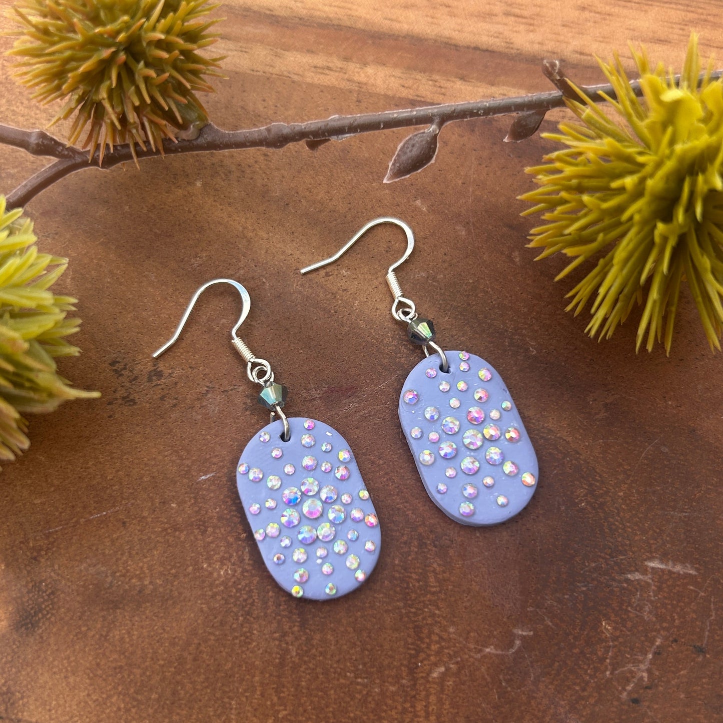 Periwinkle Ovals w/ Rhinestones