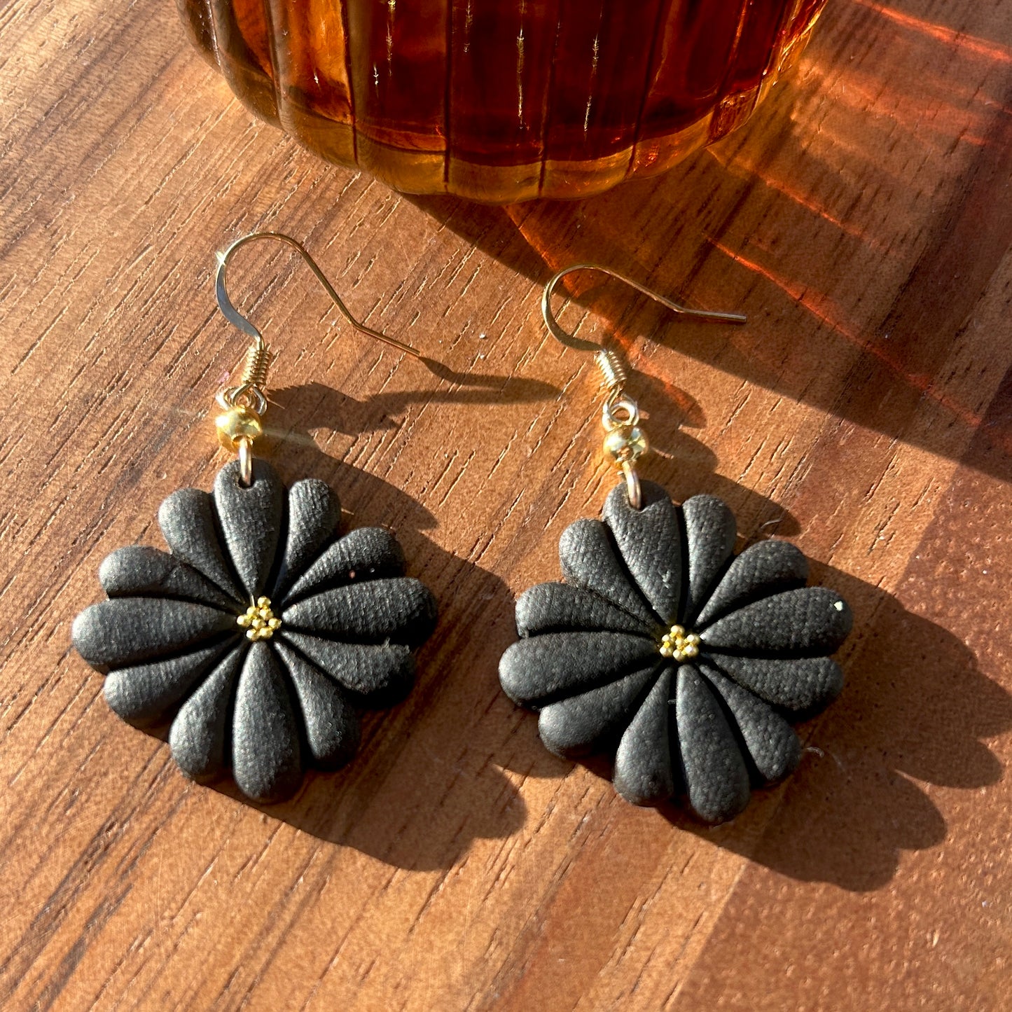 Black Floral Earrings