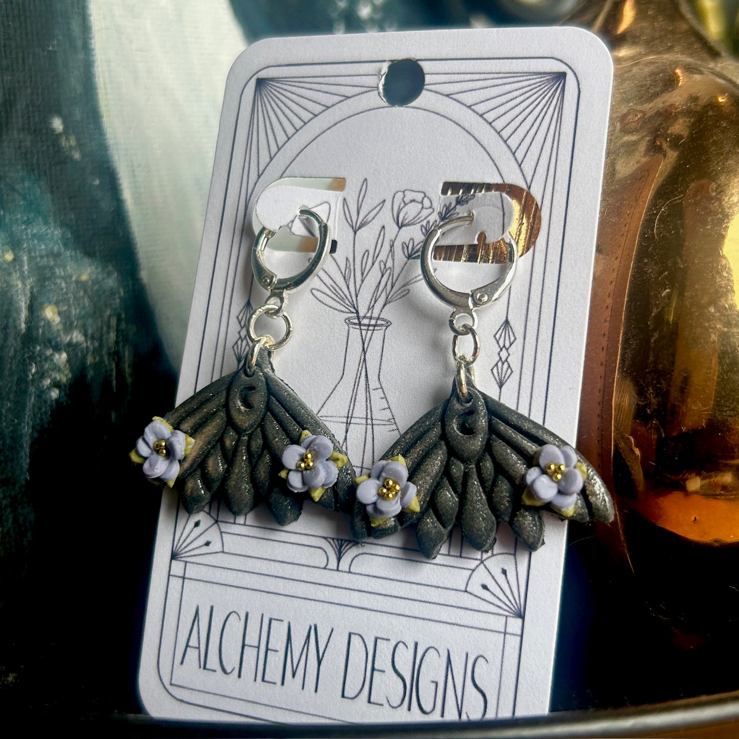 Floral Moth Earrings