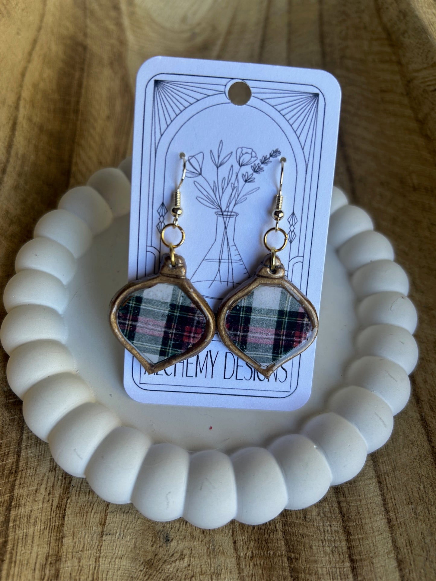 Plaid Ornament Earrings
