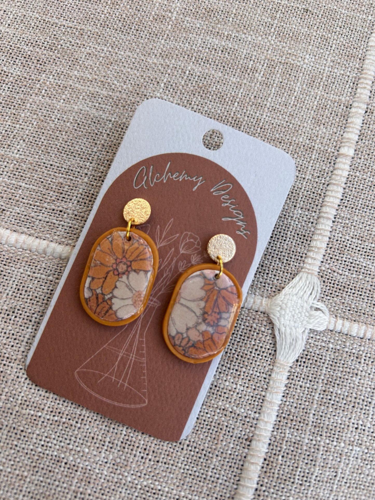 Fall Burnt Orange Floral Dangle