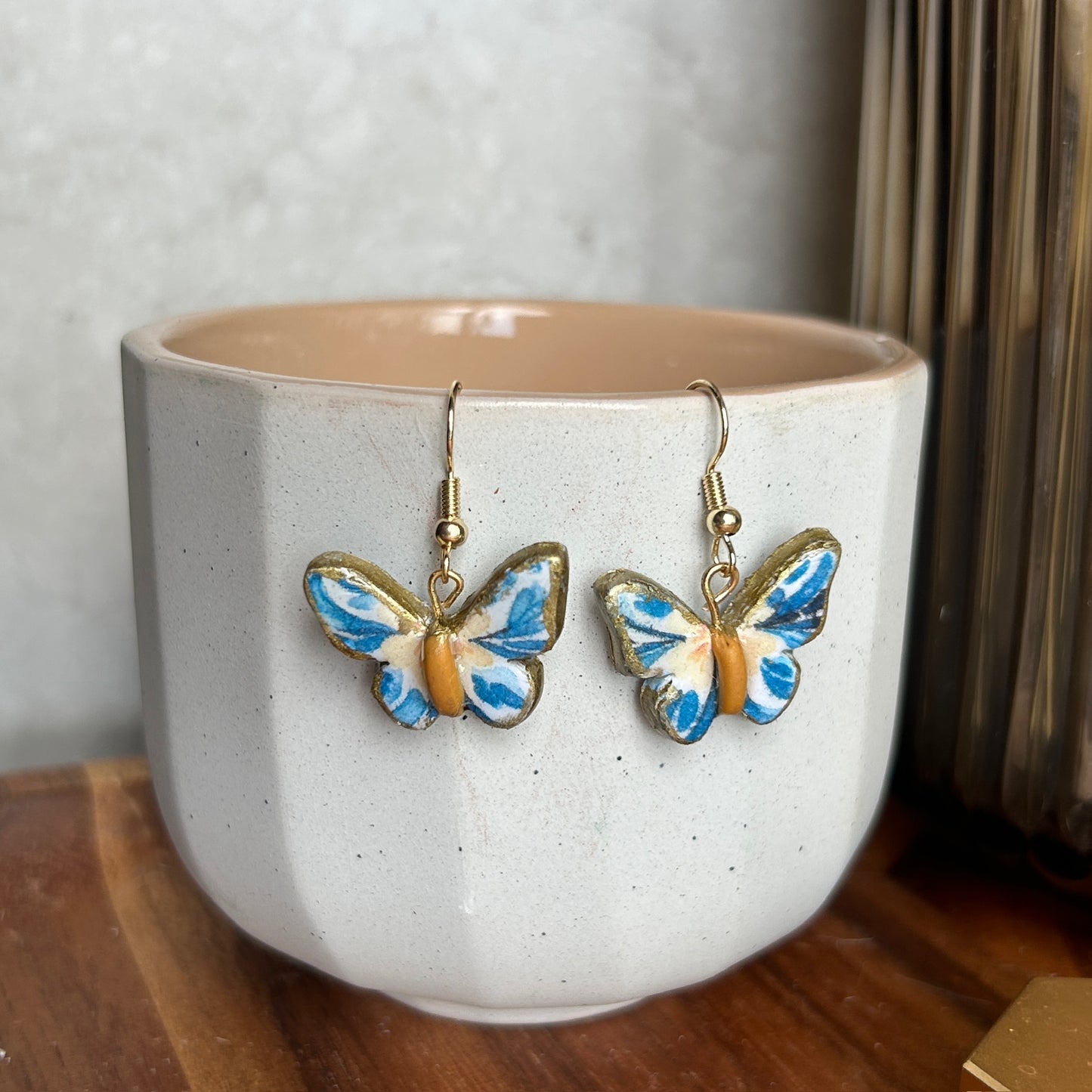 Blue and Yellow Butterfly Earrings