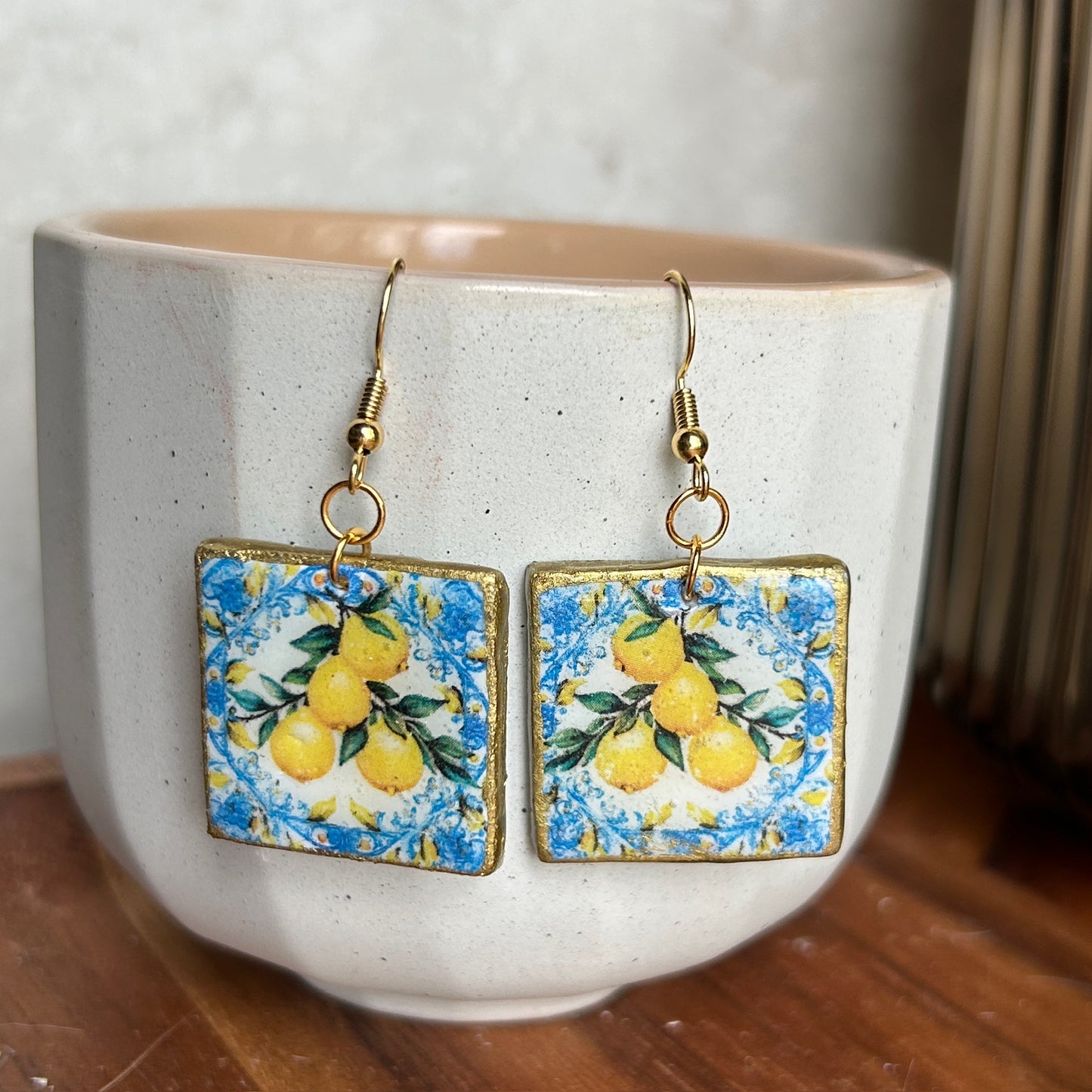 Lemon Tile Earrings (2 Shape options)