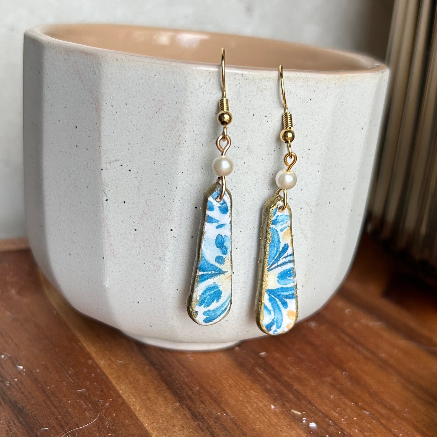 Blue and Yellow Floral Patterned Earrings (3 style options)