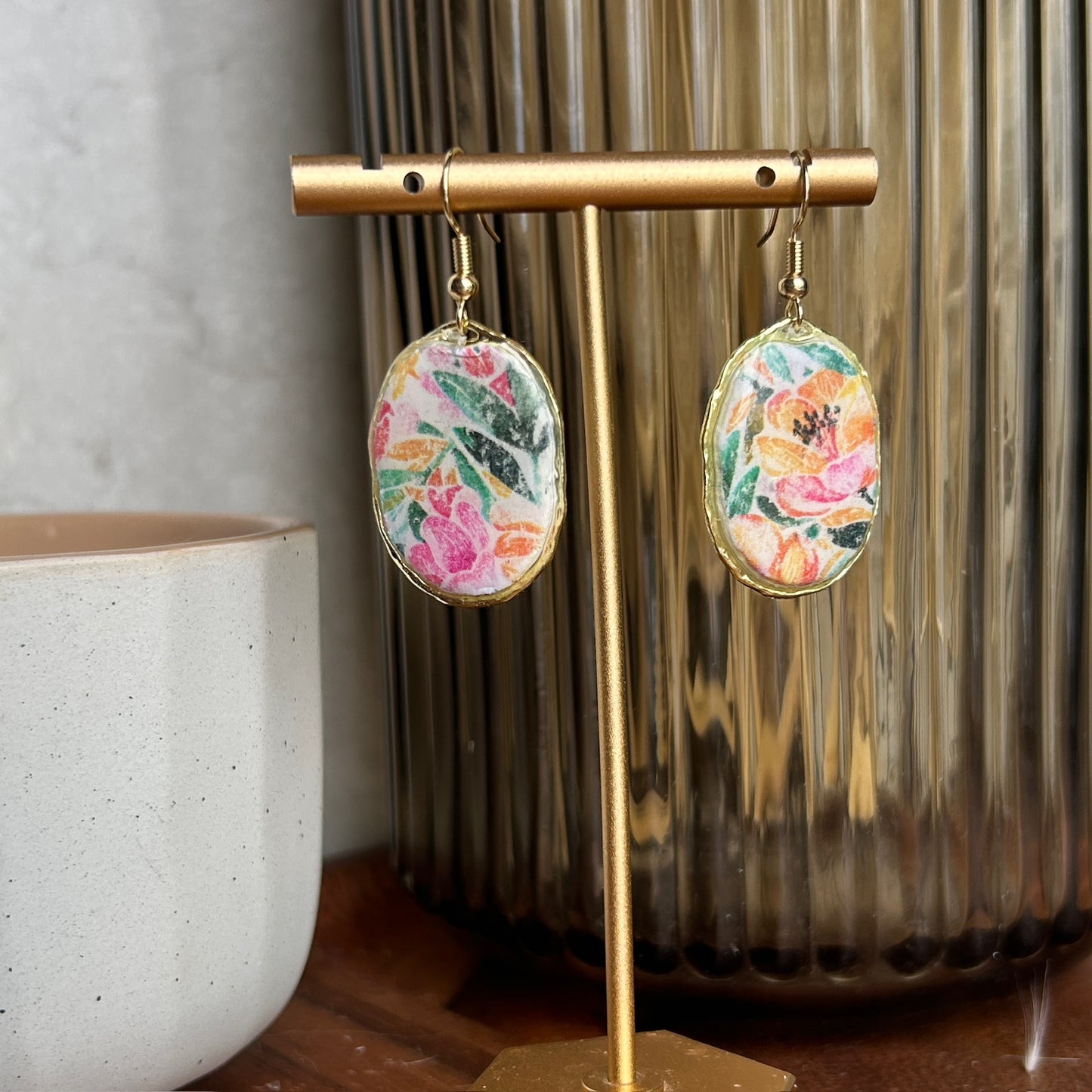 Colorful Floral Print Earrings