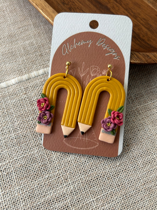 Arched Floral Pencil Earrings