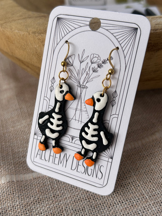 Silly Goose Skeleton Earrings