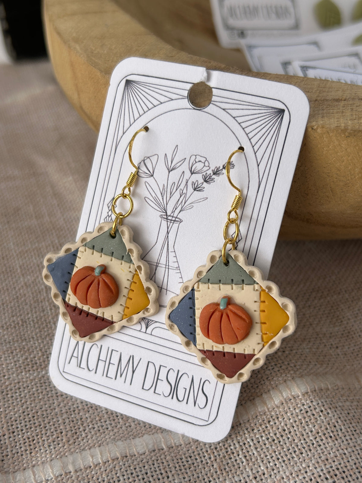 Pumpkin Quilt Earrings