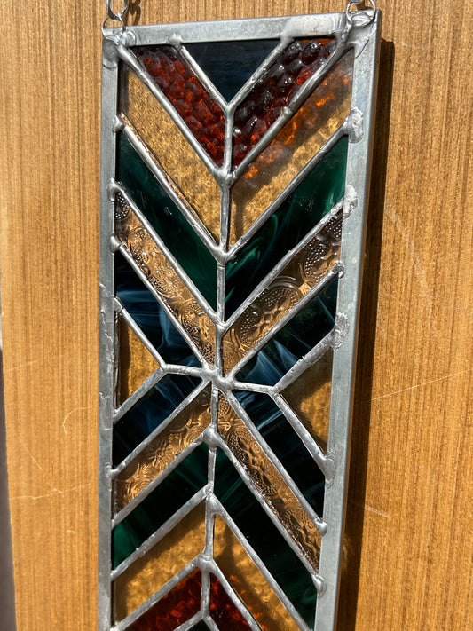 Chevron Rectangle Stained Glass Panel