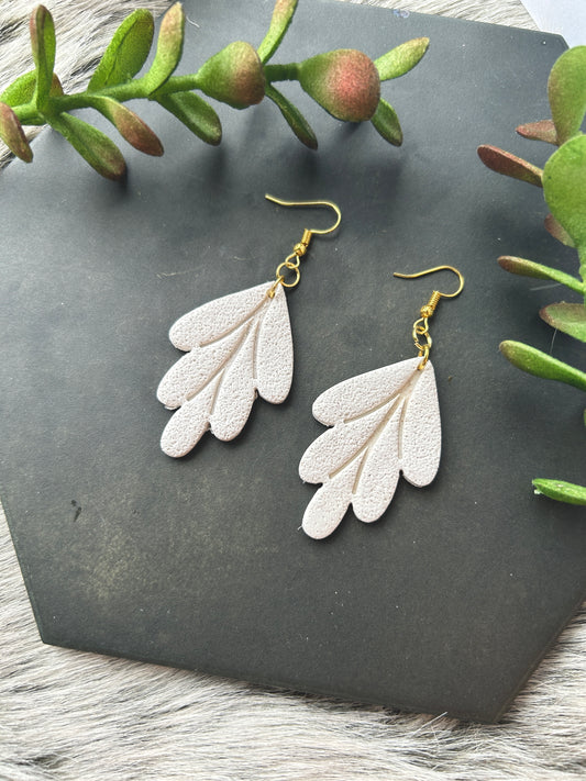 Textured Cream Leaf Dangle