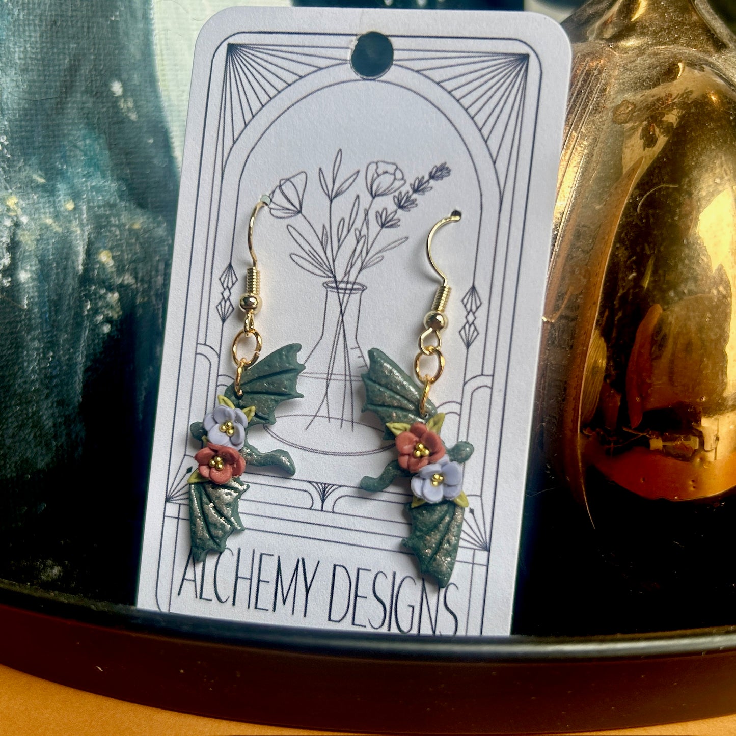 Floral Dragon Earrings
