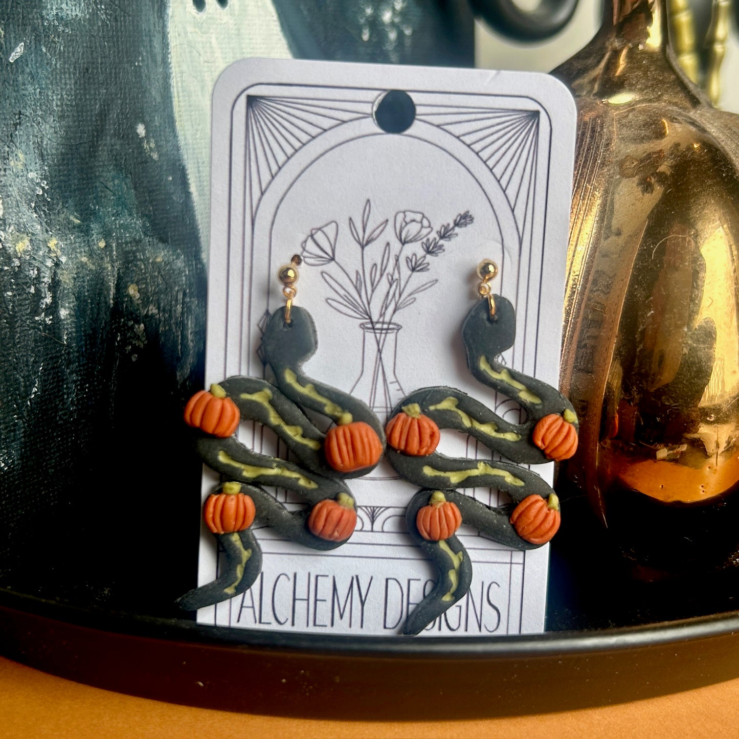 Pumpkin Snake Earrings