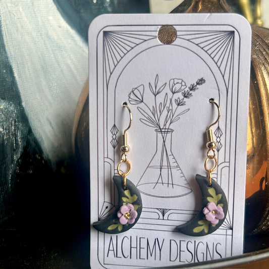 Floral Moon Earrings