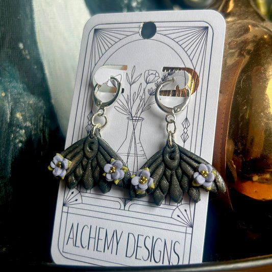 Floral Moth Earrings