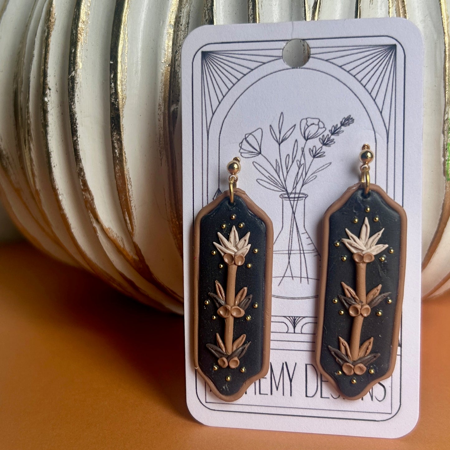 Neutral Elongated Hex Earrings