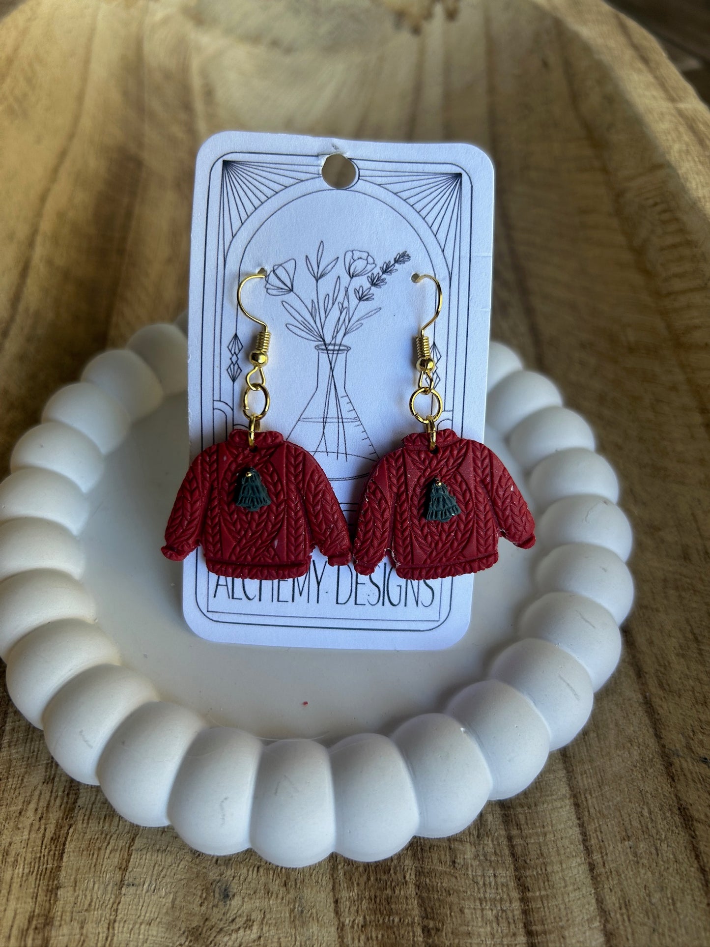 Red Christmas Sweater Earrings