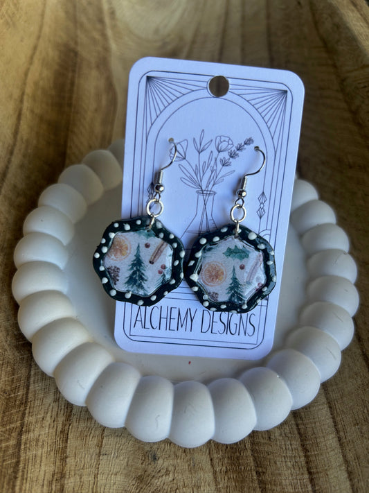 Holiday Orange Wreath Earrings