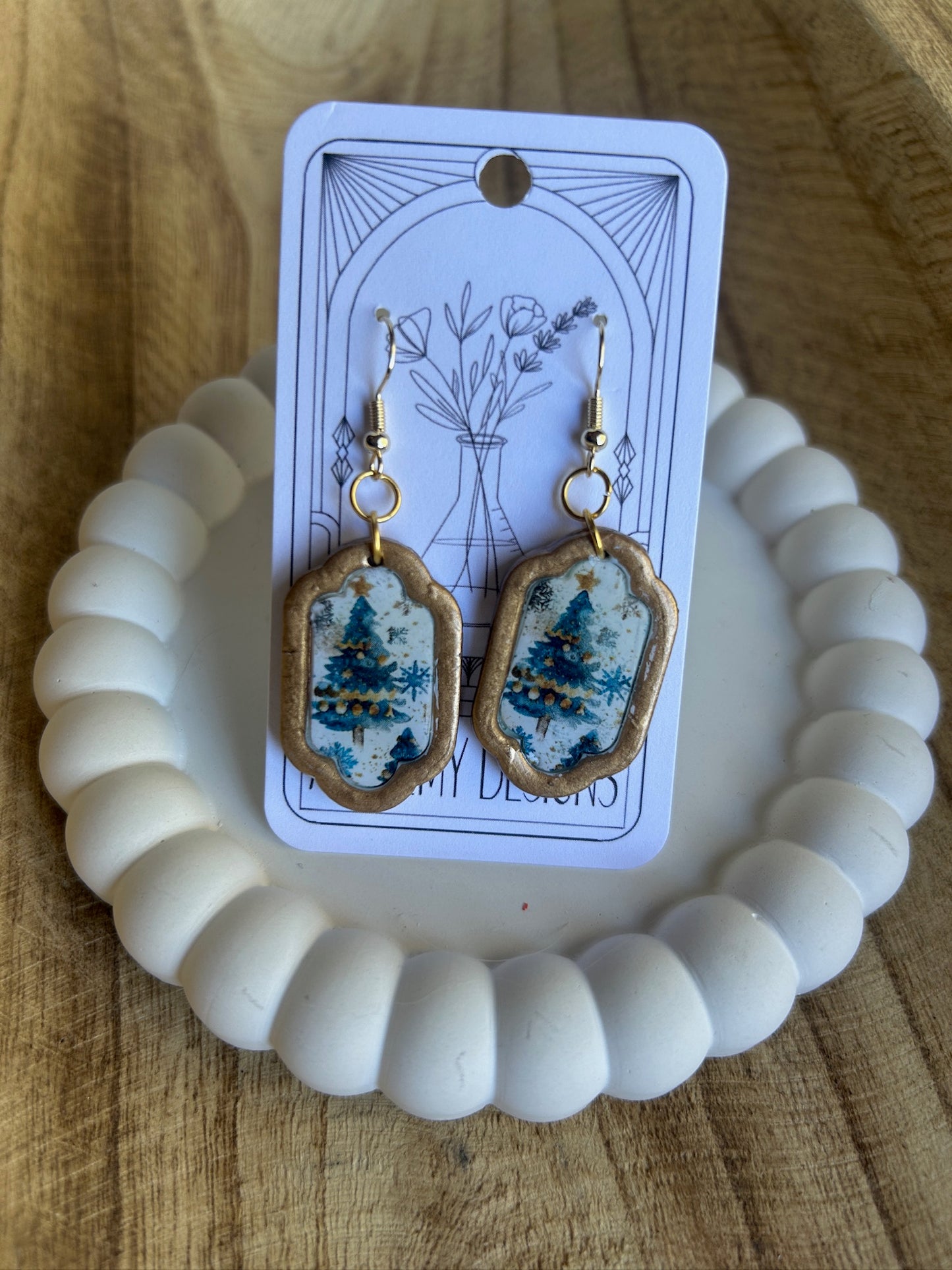 Christmas Tree Print Earrings