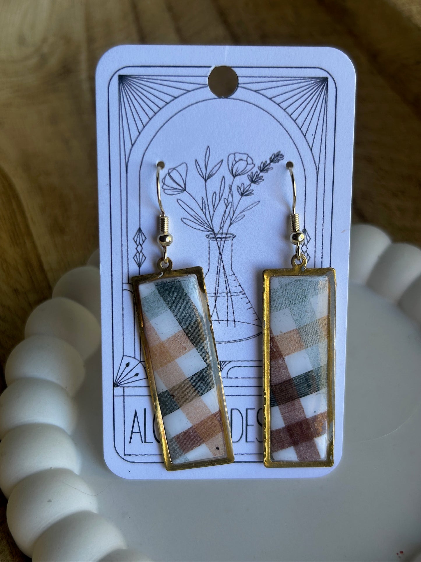 Fall Plaid Rectangle Earrings