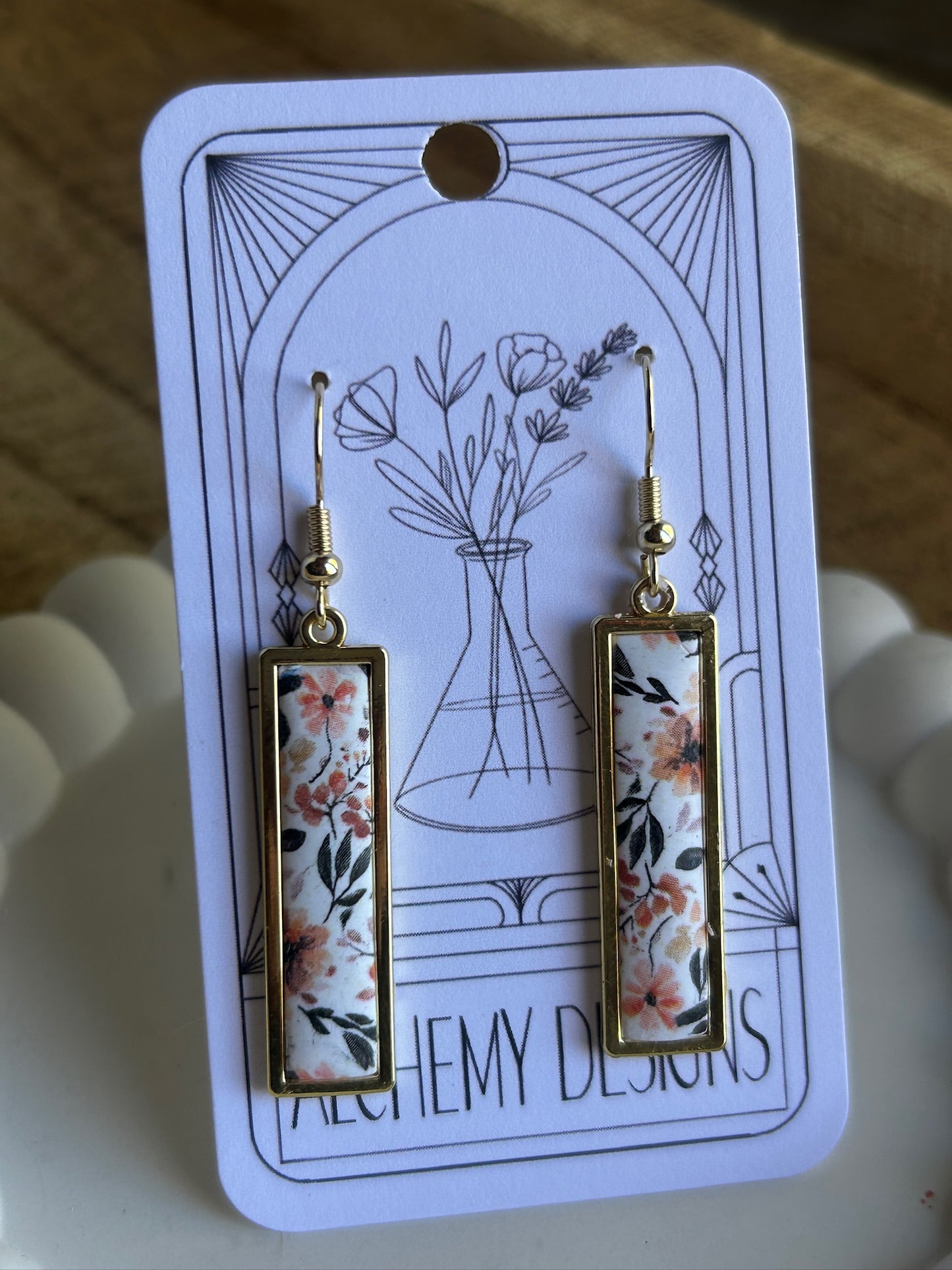 Fall Floral Rectangle Earrings