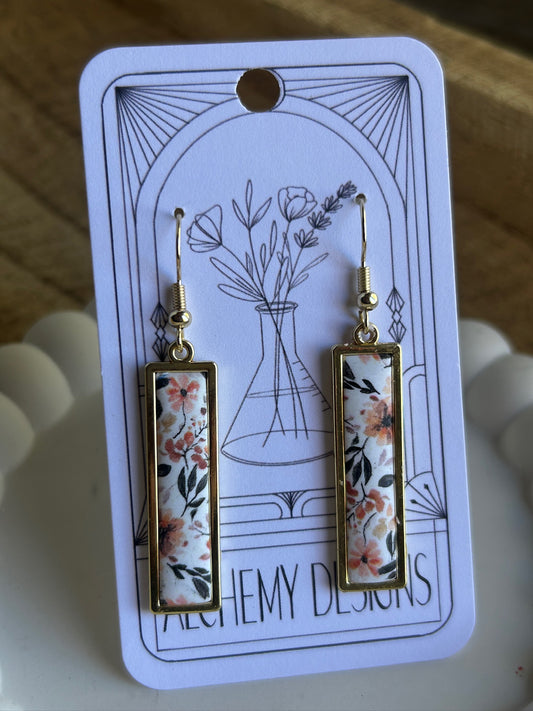 Fall Floral Rectangle Earrings
