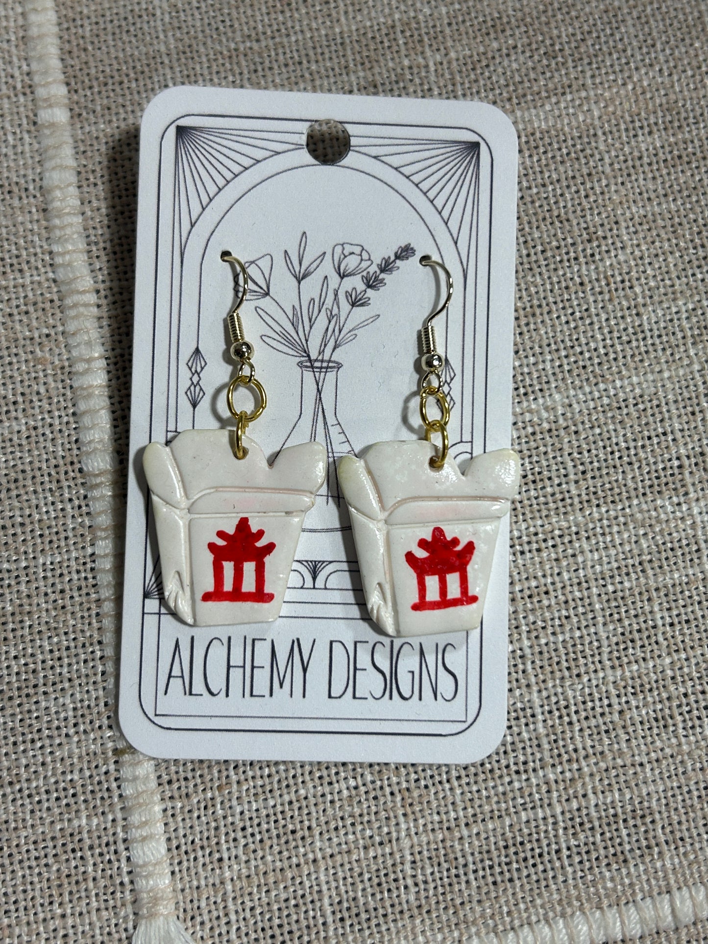 Chinese Takeout Box Earrings