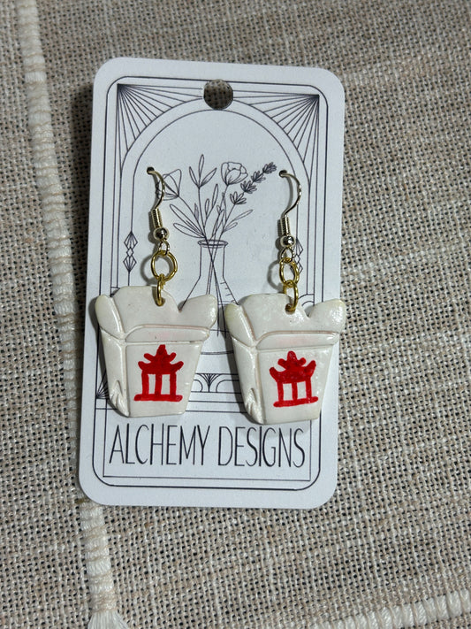 Chinese Takeout Box Earrings