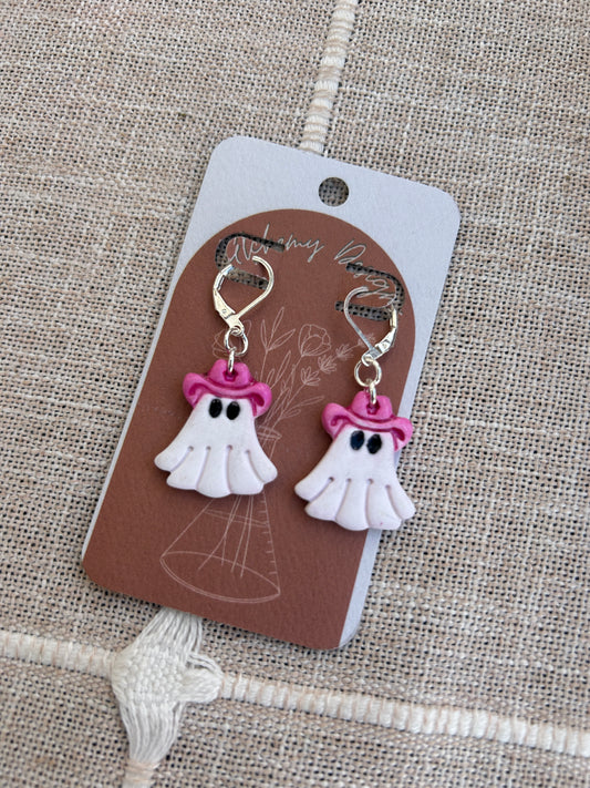 Pink Cowboy Ghost Earrings