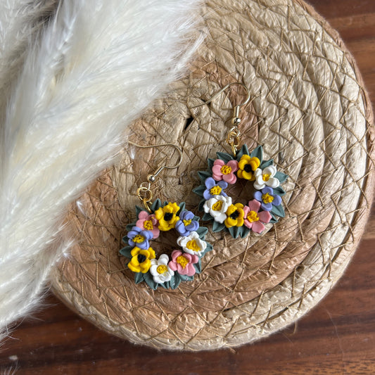 Spring Floral Wreath Earrings