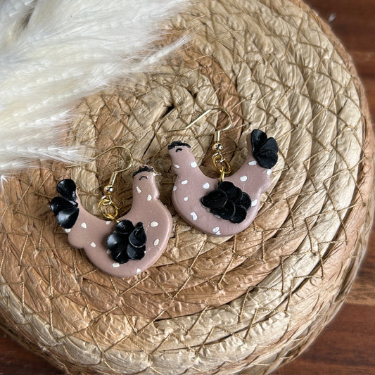 Pink Speckled Chicken Earrings