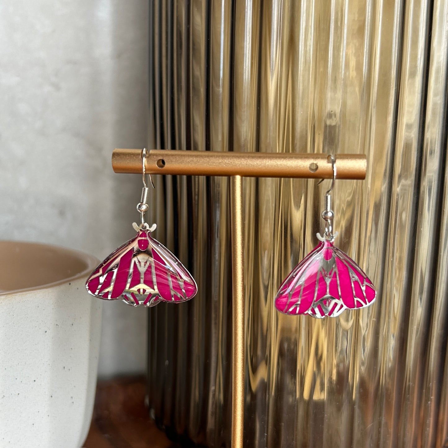 Glossy Moth Earrings (2 color options)