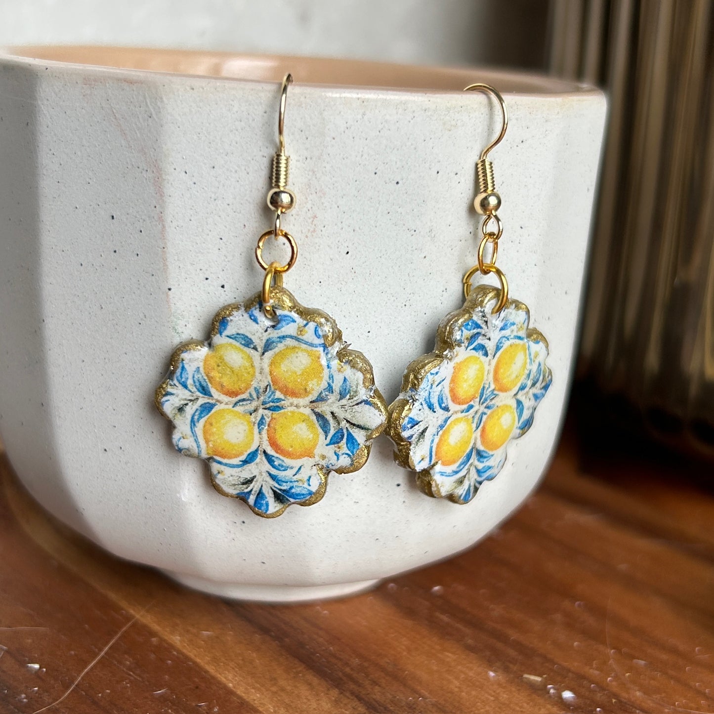 Lemon Tile Earrings (2 Shape options)