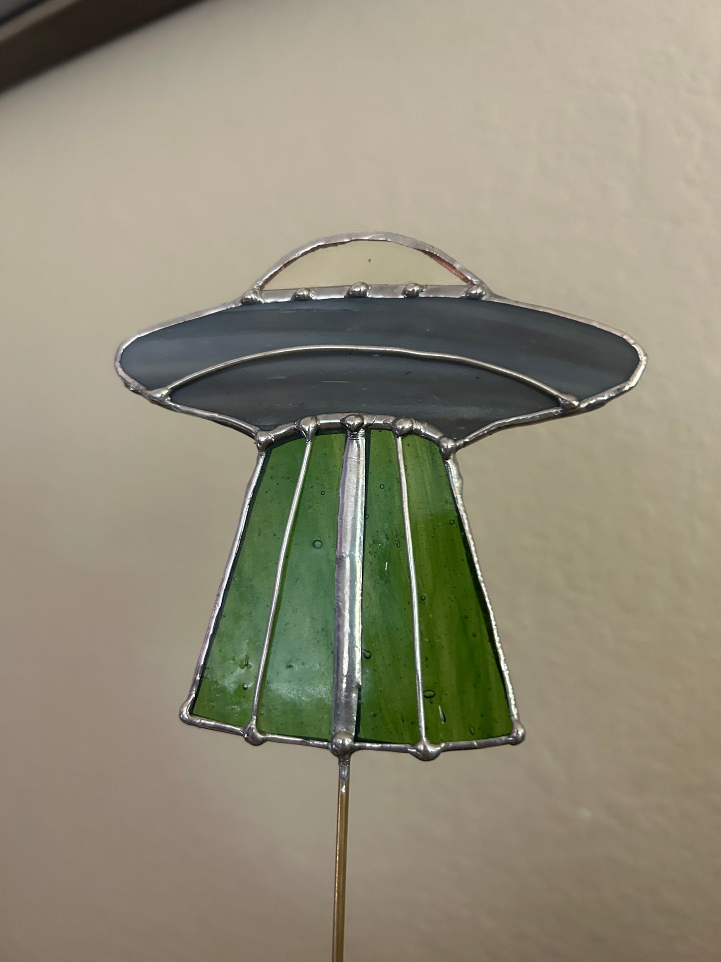 UFO Stained Glass Plant Stakes