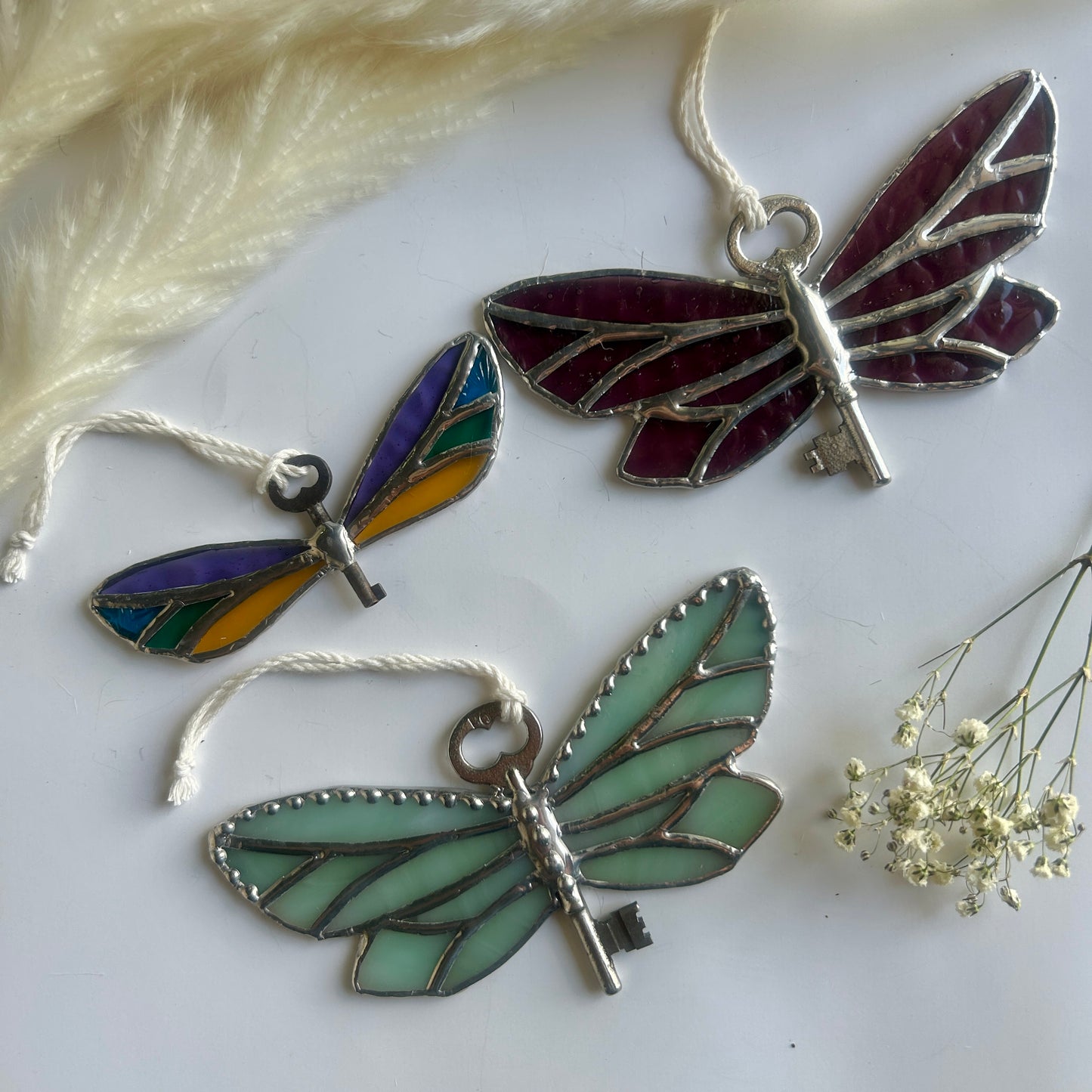 Enchanted Flying Keys Stained Glass