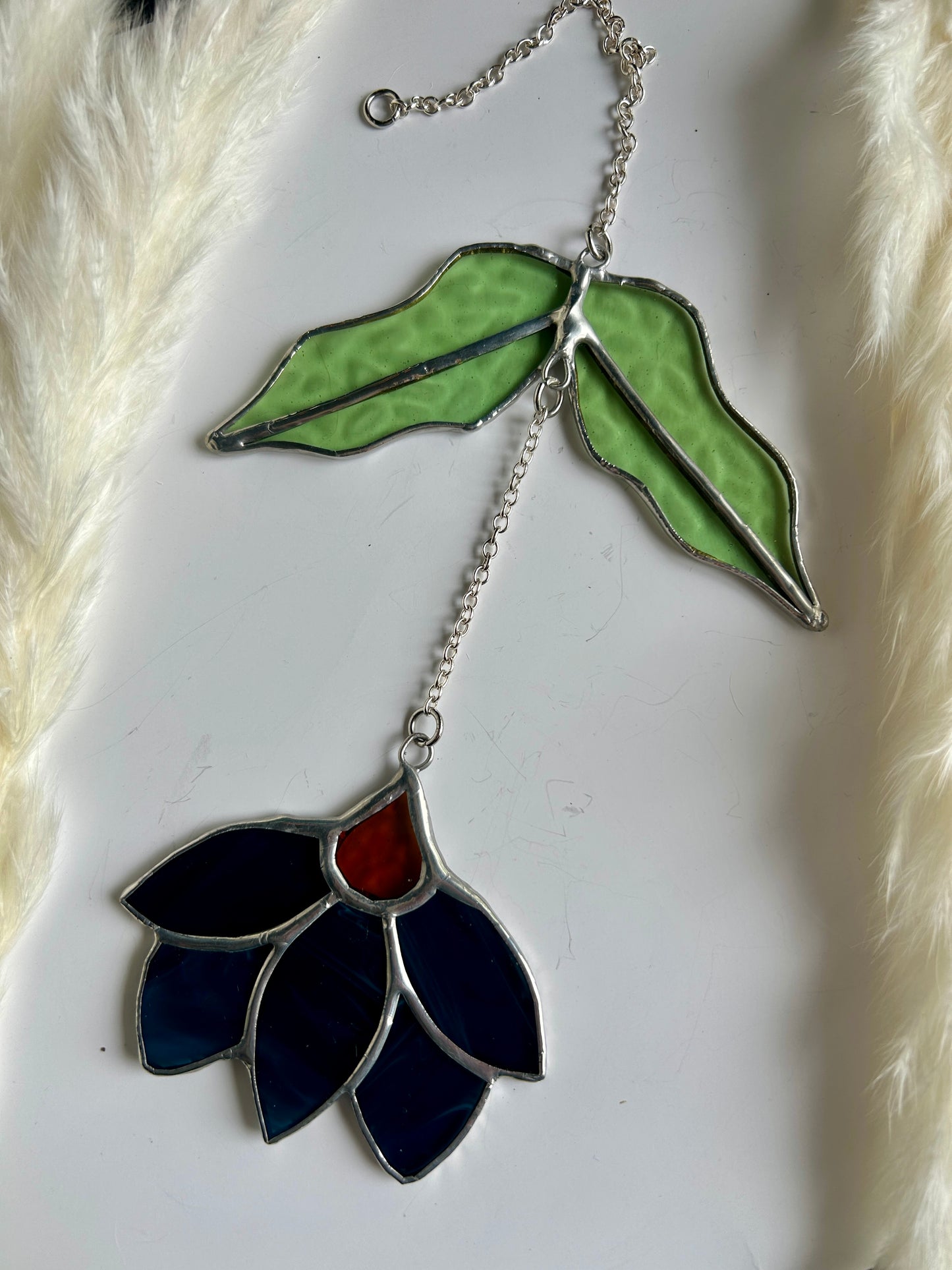 Blue Flower Dangle Stained Glass