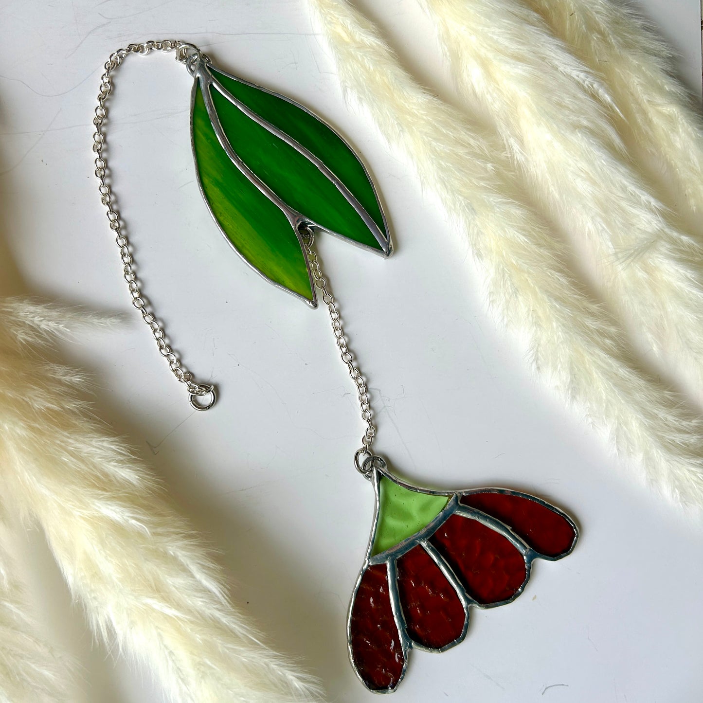 Orange Flower Dangle Stained Glass