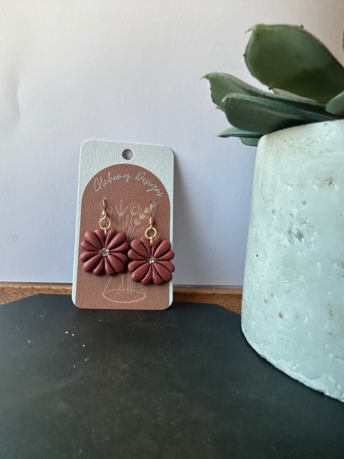 Squared Flower Earrings (2 colors)