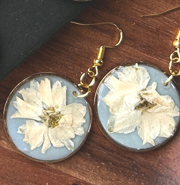 Press Flower Round Dangles